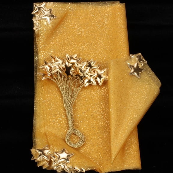 Club Pack of 12 Gold Wire Tie Star Gift Bag 11" x 12"
