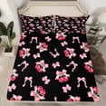 thumbnail image 2 of Manfei Kawaii Pink Bowknot 4 Pieces Queen Sheet Sets for Girls Teens Children,Cute Fruit Cherry Ultra Soft Flat Sheet,Love Heart Print Queen Fitted Sheet,Breathable Home Decor, 2 of 7