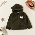 thumbnail image 2 of NOKIO Toddler Girls Zip Up Cotton Hoodie Jackets Kids Children Coat Solid Color Long Sleeved Plush Zippered Hood Thickened Cartoon Bear Top Party Birthday School Child Winter Fuzzy Overcoats, 2 of 4