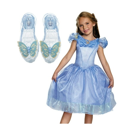Cinderella Girls Costume and Glittery Slippers Gift Set