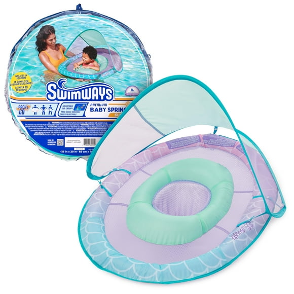 Flota de piscina para bebés Swimways con toldo en forma de sirena