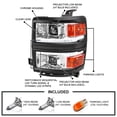 thumbnail image 3 of Spec-D Tuning Chrome w/ Black Trim Projector Headlights w/ Sequential Switchback LED Strip and Startup Animation Compatible with 2014-2015 Chevy Silverado 1500, Left + Right Pair Headlamps Assembly, 3 of 6