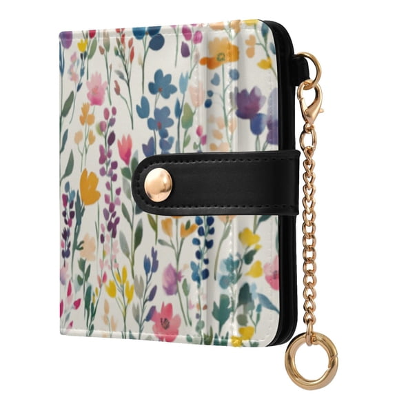 Qxltty Colorful Abstract Flower Ladies Wallet Rfid Slim Thin Compact Credit Card Women Wallet Zipper Coin Pocket and ID Window for Female Gifts