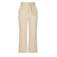 thumbnail image 6 of FAIWAD Womens Cotton Linen Pants Wide Leg High Waisted Tie Pants with Pockets Ladies Solid Color Rolled Trousers (Small, Khaki), 6 of 7