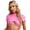Pink, variant on iEFiEL Womens Short Sleeve Crop Top Patent Leather Back Zipper Disco Tops Nightclub Rave Dance Camisole Red XXL