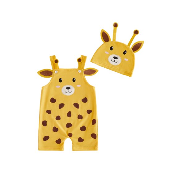 RUINIXCW Infant Baby Boy Girl Giraffe Outfit Nebworn Baby Photography Outfits Boys Girls Summer Rompers Clothes Sleeveless Bodysuit Jumpsuit Overalls with Hat