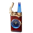 thumbnail image 2 of Yannianjz under $5 Lighter Watch, Double Flame Windproof Lighter, Quartz Watch Design Metal Lighter, Refillable Butane Gas Lighter, Fashionable Gift Lighter for Men, Unique Blue Flame Jet Lighter, 2 of 3