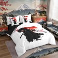 thumbnail image 2 of Manfei Ink Samurai Twin Bedding Sets for Boys Men, Sakura Sword Bedding Comforter Set, Black Red Pink, Black Reversible7 Pieces, 2 of 6