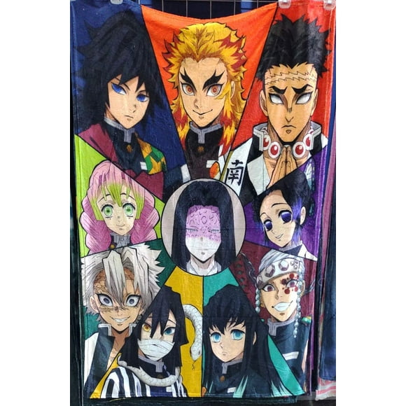 Exclusiva! Cobija Frazada Ultra Suave Demon Slayer Kimetsu No Yaiba Pilares Collage