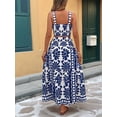 thumbnail image 5 of Women's Maxi Sets Print Top High Waist Outfits Skirt for Vacation Blue XL, 5 of 9