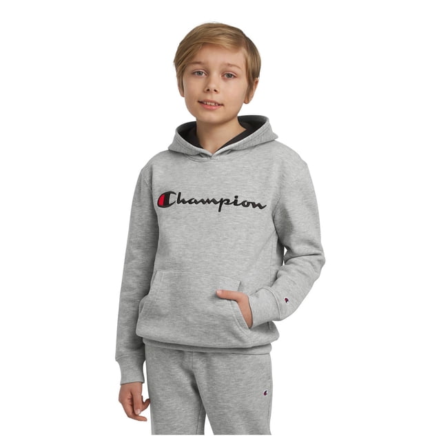 champion boys c patch taped maroon hoodie