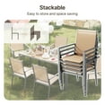thumbnail image 6 of Noelse 7 Piece Patio Dining Set with Umbrella Hole, Outdoor Dining Table and 6 Stackable Textilene Chairs, Rust-Resistant Steel Frame Patio Furniture Set for Backyard, Deck, Garden, Brown, 6 of 10