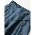 thumbnail image 3 of Women' s Culottes Linen Blend Wide Leg Pants Casual Capri Pants Cropped Pants Elastic Waist Palazzo, 3 of 6