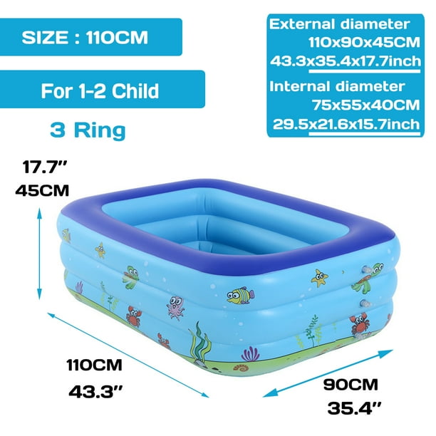 2/3-Ring Large Family Swimming Pool Garden Outdoor Summer Inflatable Kids Paddling Pools