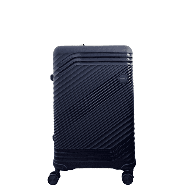 TRAVLR Valise à Enregistrement 28 Pouces à Roulettes, 100 % PP, Résistante aux Chocs, Légère et Extensible - Gris Foncé.