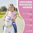 thumbnail image 3 of Qaba Ride on Unicorn Toy for Kids 3-5 Years, 29.5 Inch Plush Baby Rocking Horse, Mechanical Walking Animal with Wheels, No Batteries Required, White, 3 of 9