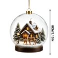 thumbnail image 3 of ZENVIVE Festive Christmas Hanging Ornament, 3.5 Inch Acrylic Snow Globe With A Twisted Cord, Snowy Winter Cabin Decor For Tree Mantel Window Shelf, Deer Cabin Scene, 3 of 8