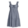 thumbnail image 4 of ClodeEU Women's Summer V Neck Spaghetti Strap Ruched Ruffle Hem Mini Dress,Solid Color Loose Fit Casual Flowy Sundress Gray,Women's Plus XL, 4 of 7
