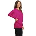thumbnail image 2 of Women's Boat Neck 3/4 Dolman Sleeve Basic Top Regular & Plus Size Made in USA, 2 of 3