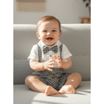 thumbnail image 6 of Miaouyo Infant Baby Boys Summer Clothing Set 0 3 6 9 12 18 Months Short Sleeve Bow Tie Romper with Plaid Suspender Shorts Summer Outfit, 6 of 9