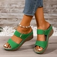 thumbnail image 5 of Green Ladies Fashion Peep Toe Slides With A Roomy Fit And Cushioned Platform Sole, 5 of 9