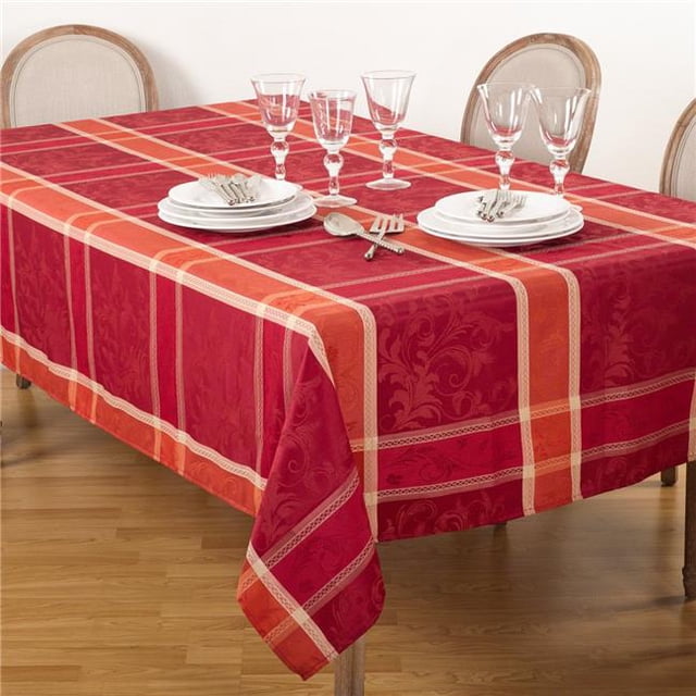 SARO 3005.M70104B 70 x 104 in. Pumpion Collection Plaid Design Tablecloth - Multi Color