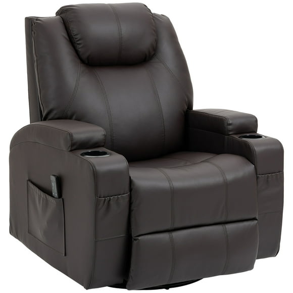 HOMCOM PU Leather Massage Recliner Chair with 360 Degree Swivel Seat