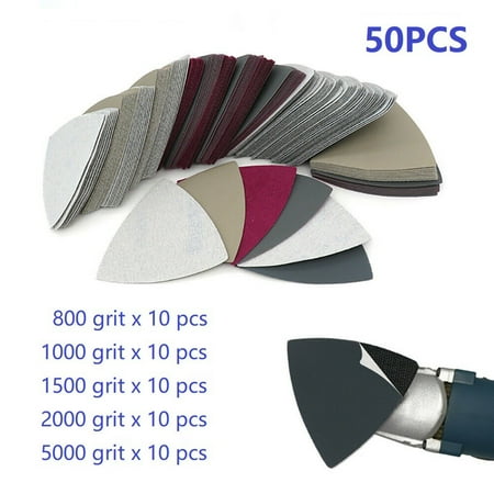 

BAMILL 50pc 90mm Wet Dry Sanding Sheets Triangle Sandpaper 800 1000 1500 2000 5000 Grit