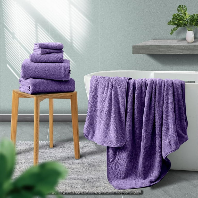 Smuge 4 Pack Oversized Bath Towel Set Dark Purple 600 GSM Ultra Soft Extra Large Bath Sheet Towels 35 x70 Bathroom Towels Hotel Luxurious Towels