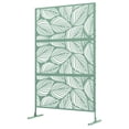 thumbnail image 1 of Outsunny Cloison Extérieure Décorative de 6,5 Pi, Écran d'Intimité en Métal avec Support, Style Feuille, Vert Pâle, 1 of 7