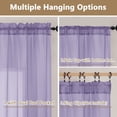 thumbnail image 5 of Chyhomenyc Lilac Sheer Valances for Windows for Living Room, Light Filtering Solid Small Kitchen Valance Curtains, Short Voile Topper Window Treatment for Bathroom, Each 42"W x 14"L Inches, 2PCS, 5 of 8