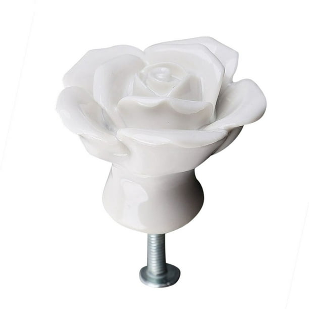 white flower drawer knobs