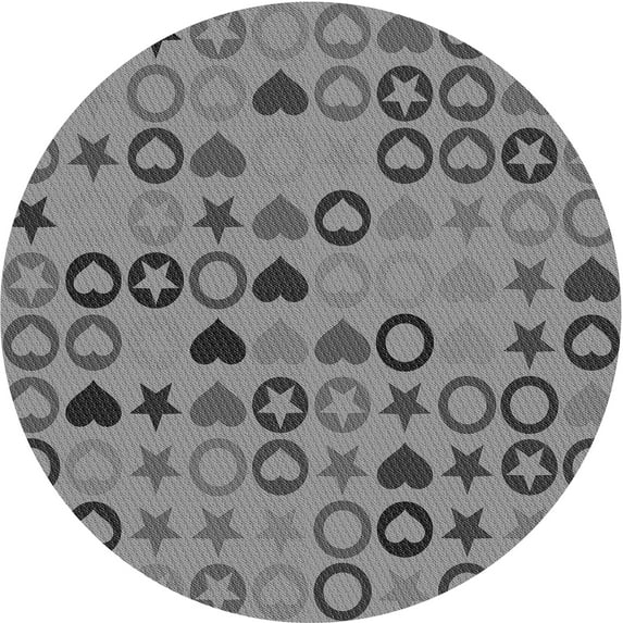 Ahgly Company Indoor Round Patterned Gray Dolphin Gray Area Rugs, 4' Round