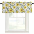 thumbnail image 4 of Kitchen Valances for Window, Yellow Daisy Country Leaves Light Filtering Rod Pocket Valance Curtain, Farm White Wooden Grain Short Curtains Window Topper for Bedroom Bathroom Living Room 42x12in, 4 of 9