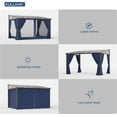 thumbnail image 4 of Kullavik  10' × 28' Hardtop Gazebo for Patio, Wall-Mounted Lean to Gazebo Pergola with Sloping Roof and Durable Aluminum Frame, Large Heavy Duty Awnings for Decks,Backyard, Navy Blue, 4 of 6
