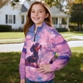thumbnail image 4 of COEQINE Girls Quarter Zip Sweatshirt Tops, Long Sleeve Loose Fit Sweatshirt Pullover, Printed Fashion Top for Kids Teens Ages 13-14 Machine Wash, Dachshund Flower Pink, 4 of 7