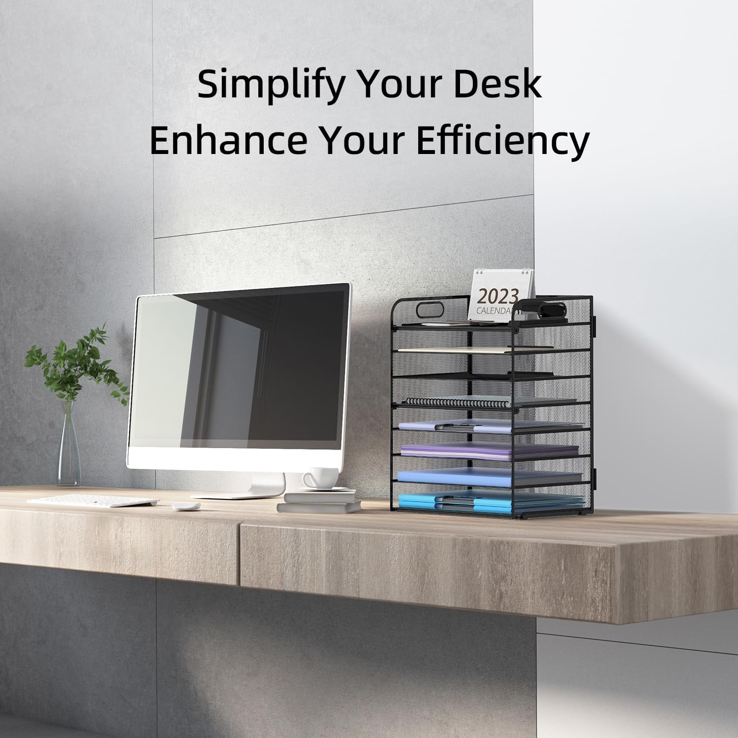 INTIGE 8-Tier Paper Letter Tray Organizer with Handles, Desk Organizers and Accessories, Desk Paper Organizer for Office, Home