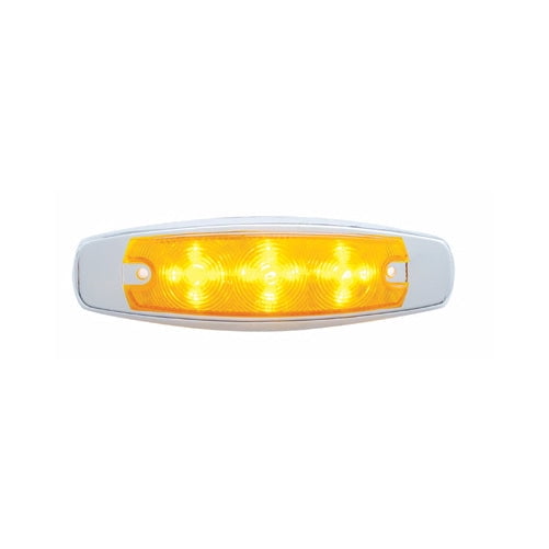 Amber 15 LED Truck Trailer Clearance Side Marker Light / Stainless Steel Bezel