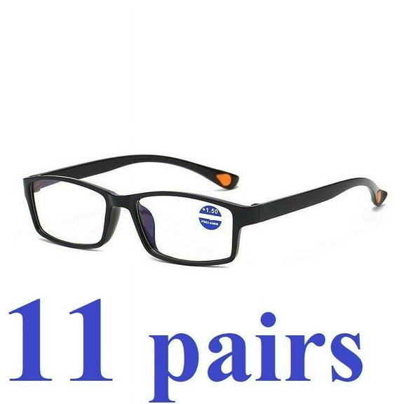11 Packs Mens Womens Rectangle Reading Glasses Blue Light Blocking Readers  1.00