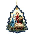 thumbnail image 2 of Blue Christmas Tree Shape Nativity Scene Decoration, 2D Flat Memorial Pendant, 3.15 Inch, 2 of 7