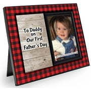 Expressly Yours! "To Daddy on Our First Father's Day" Picture Frame Gift from Baby to Daddy, Buffalo Plaid Design