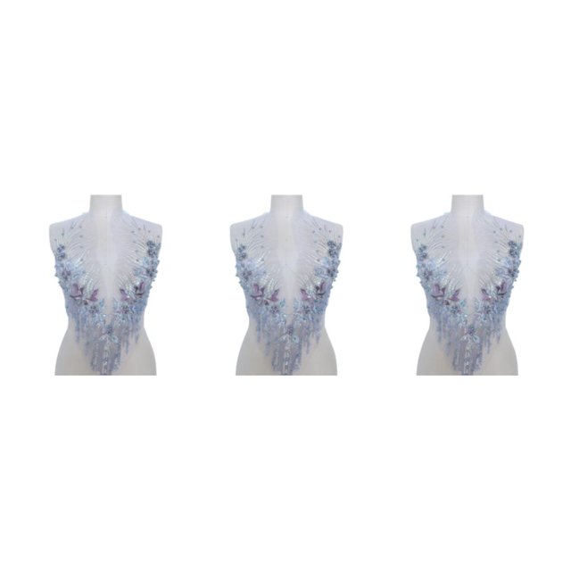 maskred Sturdy And Durable Lace Applique With 3D Beads And Rhinestones With Materials Are Sturdy And Durable Multiple Colors Light purple A 3Set
