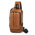 thumbnail image 6 of Travel Sling Bag Waterproof Crossbody Bag with Combination Lock Anti-Theft PU Leather Chest Bag with USB Charging Hole Shoulder Backpack Motorcycle Bags, 6 of 6