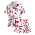 thumbnail image 4 of YUEHUA Kids Girls Heart Print Pajama Set Silky PJS Valentine's Day Button-Down 2 Piece Sleepwear Nightwear Loungewear Clothes Set Gifts, 4 of 4