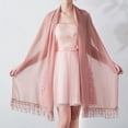 thumbnail image 3 of SWSMCLT Women's Formal Pashmina Shawl Wedding Shawl Convertible Fringe Fall Lace Trim Pashmina Scarf Dark Pink One Size, 3 of 5