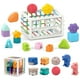 thumbnail image 2 of Juguetes de clasificación de formas de bebé, cubos sensoriales de Color, juguetes educativos con bandas elásticas, juguetes Montessori para niños pequeños, regalo de cumpleaños, 2022, 2 of 4