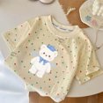 thumbnail image 4 of ITSAME Cotton T-Shirt for Girls Cartoon Print Crewneck Short Sleeve Summer Loose Casual Tops Beige Size 1-2, 4 of 6