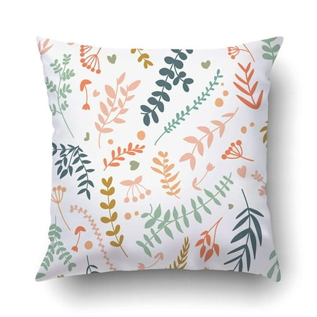 BPBOP Abstract Botanical With Colorful Natural Plants In Floral Style On White Background Cushion Covers Pillowcases 18x18