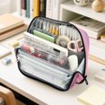 thumbnail image 6 of Standing Pencil Case with Base Large Capacity Stationery Pouch Pen Bag with Zipper for Women Men Pink Butterflies Flying, 6 of 7