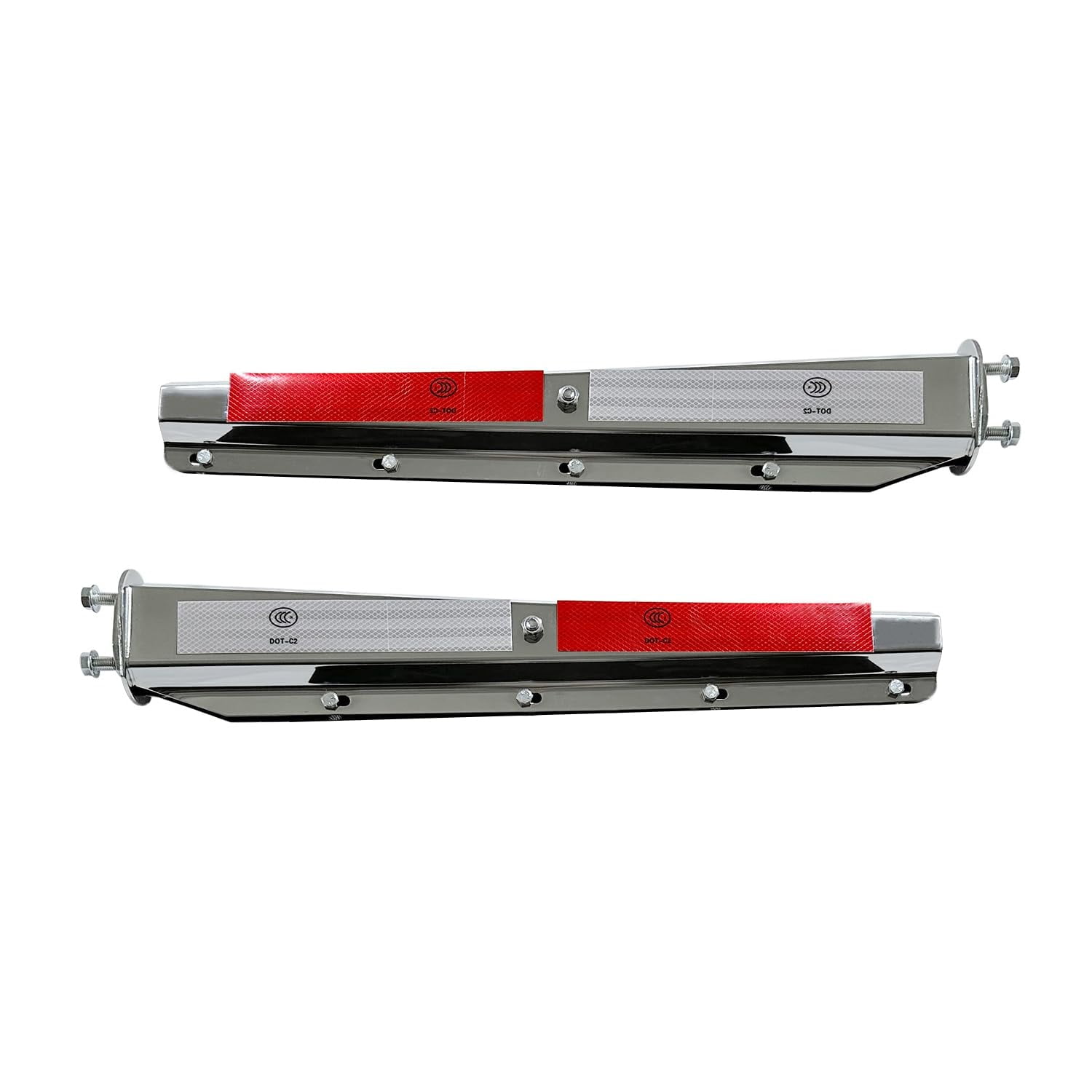 BST BSSP Left&Right Side Straight Semi Truck Mud Flaps Hanger Chrome for Universal Tractors Trailers Freightliner Kenworth Peterbilt HD Splash Mud Guard Mudflaps Bracket 1-1/8" 1.125" Bolt Pattern